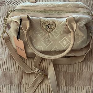 Juicy Couture Blush Cream Quilted Heart Logo Satchel